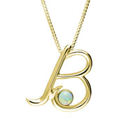 9ct Yellow Gold Opal Love Letters Initial B Necklace, P3449.