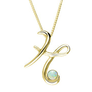 9ct Yellow Gold Opal Love Letters Initial H Necklace, P3455.