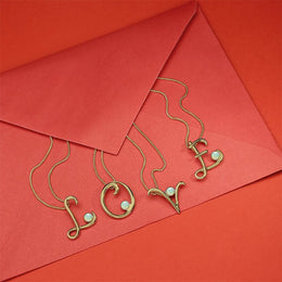 9ct Yellow Gold Opal Love Letters Initial M Necklace, P3460.