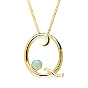 9ct Yellow Gold Opal Love Letters Initial Q Necklace, P3464.