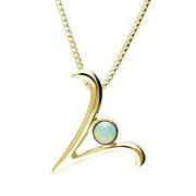 9ct Yellow Gold Opal Love Letters Initial V Necklace, P3469.