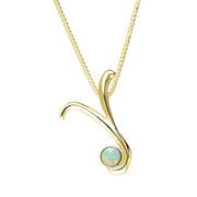 9ct Yellow Gold Opal Love Letters Initial Y Necklace, P3472.