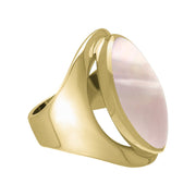 9ct Yellow Gold Pink Mother of Pearl Medium Oval Ring. R012.