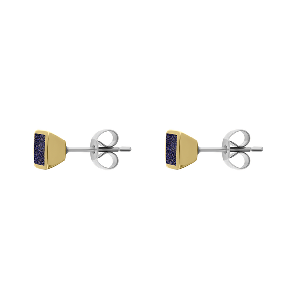 9ct Yellow Gold Sterling Silver Blue Goldstone Stepping Stones Square Stud Earrings E1295_2