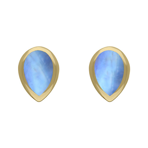 9ct Yellow Gold Sterling Silver Moonstone Stepping Stones Pear Stud Earrings E1294