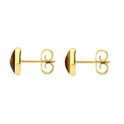 9ct Yellow Gold Tigers Eye 6mm Classic Medium Round Stud Earrings, E003.