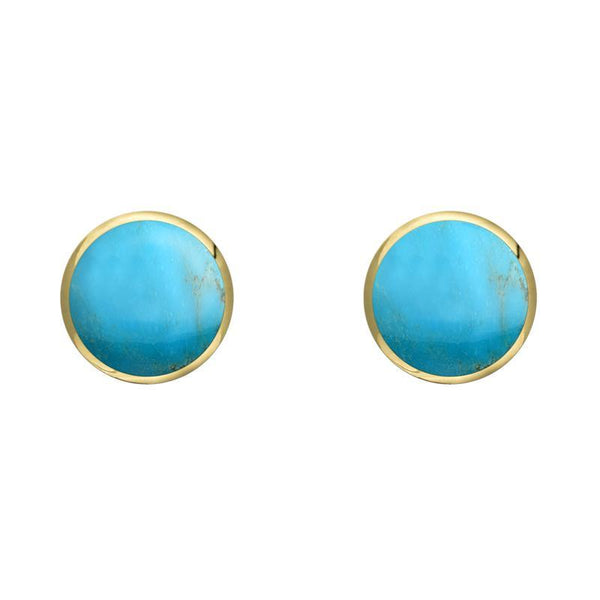 9ct Yellow Gold Turquoise 5mm Classic Small Round Stud Earrings. E002.