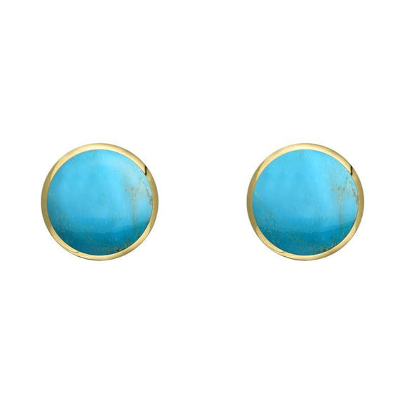 9ct Yellow Gold Turquoise 5mm Classic Small Round Stud Earrings. E002.