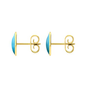 9ct Yellow Gold Turquoise 8 x 10mm Classic Large Oval Stud Earrings, E007.