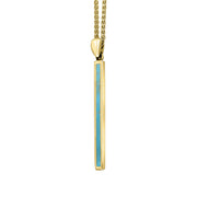 9ct Yellow Gold Turquoise Long Slim Oblong Necklace. P1472.