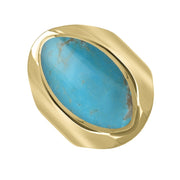 9ct Yellow Gold Turquoise Medium Oval Ring. R012.