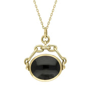 9ct Yellow Gold Whitby Jet Amber Double Sided Swivel Necklace P209