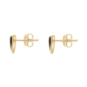 9ct Yellow Gold Whitby Jet Heart Stud Earrings, E2263.