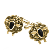 9ct Yellow Gold Whitby Jet Sheep Cufflinks, CL547.