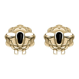 9ct Yellow Gold Whitby Jet Sheep Two Piece Set, S205