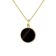 9ct Yellow Gold Whitby Jet Zodiac Aquarius Round Necklace, P3598_2