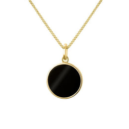 9ct Yellow Gold Whitby Jet Zodiac Capricorn Round Necklace, P3599_2