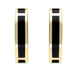 00183022 9ct Yellow Gold Whitby Jet Curved Oblong Stud Earrings, E2022.