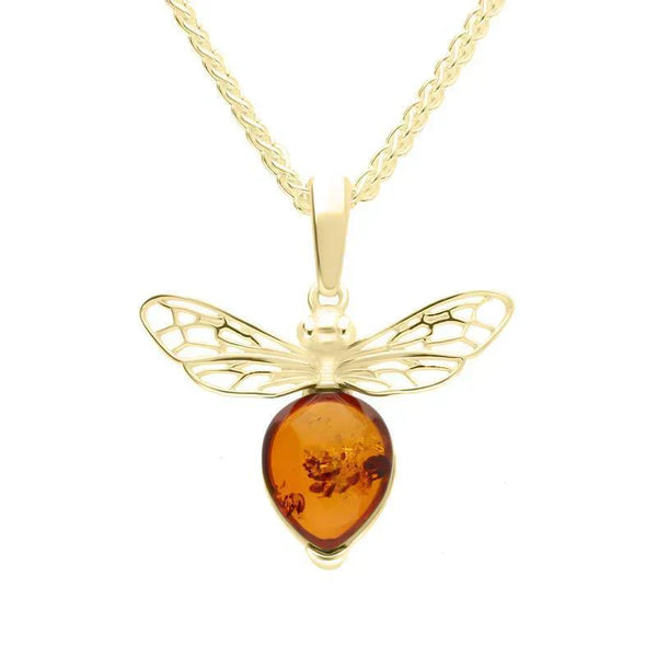  9ct Yellow Gold Small Amber Bee Necklace, P3341. 