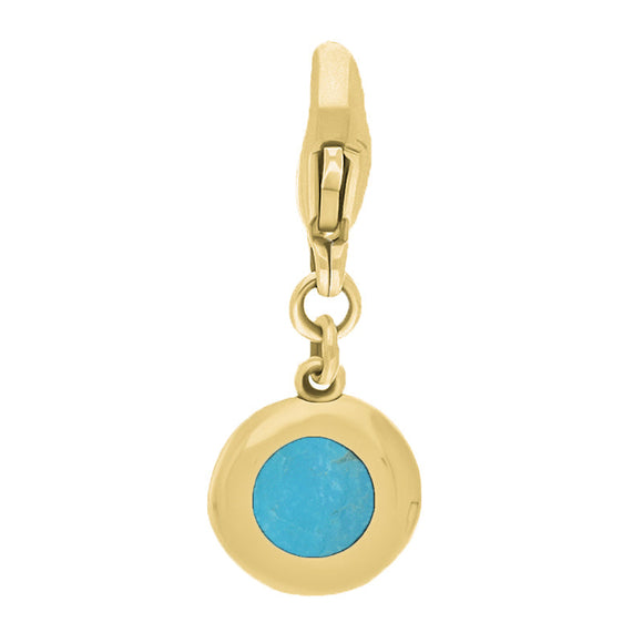 9ct Yellow Gold Turquoise Round Shaped Star Clip Charm, G662.
