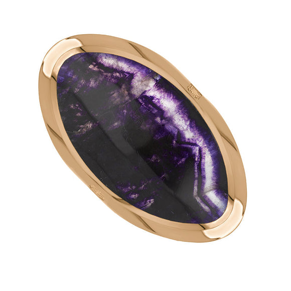 9ct Rose Gold Blue John King's Coronation Hallmark Large Oval Ring R013 CFH