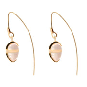 9ct Rose Gold Rose Quartz Small Cross Heart Drop Earrings E1287