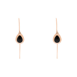 9ct Rose Gold Whitby Jet Cross Disc Drop Earrings