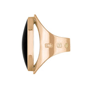 9ct Rose Gold Whitby Jet King's Coronation Hallmark Large Oval Ring  R013_CFH