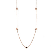 9ct Rose Gold Whitby Jet Star Link Disc Chain Necklace, N744.