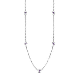 9ct White Gold Blue John Cross Link Disc Chain Necklace, N748.