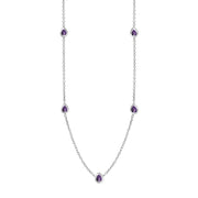 9ct White Gold Blue John Fleur De Lis Link Disc Chain Necklace