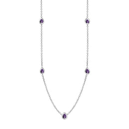 9ct White Gold Blue John Fleur De Lis Link Disc Chain Necklace