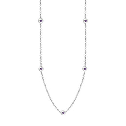 9ct White Gold Blue John Heart Link Disc Chain Necklace, N746.