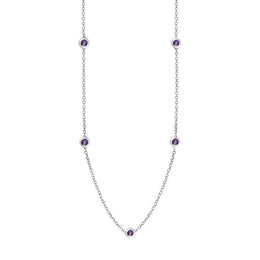 9ct White Gold Blue John Heart Link Disc Chain Necklace, N746.