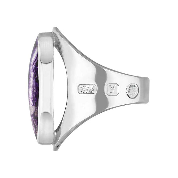 9ct White Gold Blue John King's Coronation Hallmark Medium Oval Ring  R012 CFH