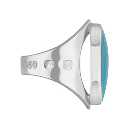 9ct White Gold Turquoise King's Coronation Hallmark Medium Oval Ring  R012 CFH