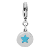 9ct White Gold Turquoise Round Shaped Star Clip Charm, G662.