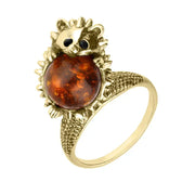 9ct Yellow Gold Amber Medium Hedgehog Ring R1163