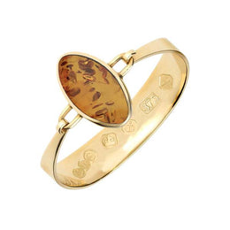 9ct Yellow Gold Amber Oval Stone Heavy Bangle, B0219ct Yellow Gold Amber Oval Stone Heavy Bangle, B021
