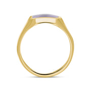 9ct Yellow Gold Blue John Cut Corners Signet Ring, R123.