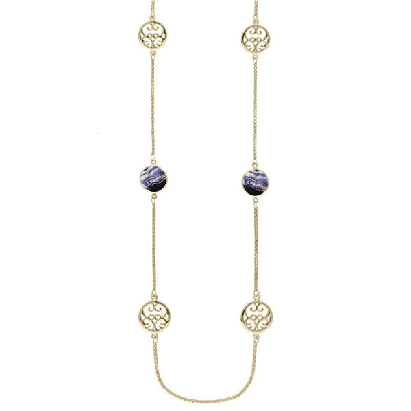 9ct Yellow Gold Blue John Flore Filigree Necklace N946