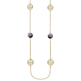 9ct Yellow Gold Blue John Flore Filigree Necklace N946