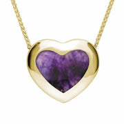  9ct Yellow Gold Blue John Framed Heart Necklace. P1554.