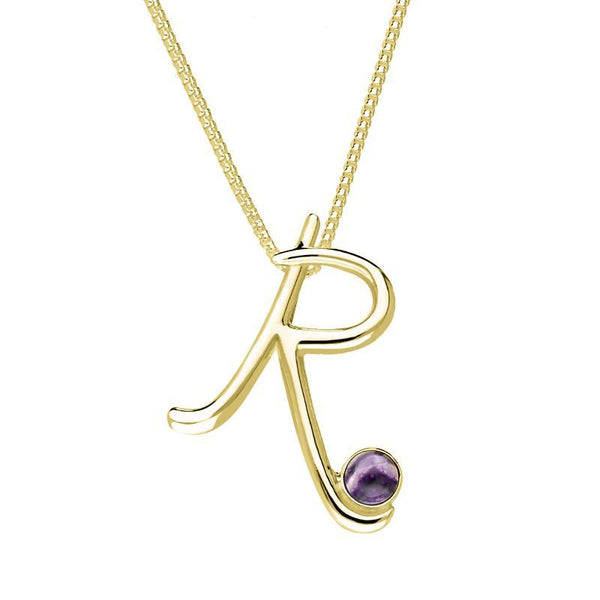 9ct Yellow Gold Blue John Love Letters Initial R Necklace P3465C