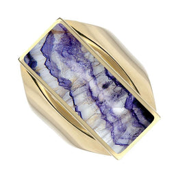 9ct Yellow Gold Blue John Medium Oblong Ring. R065.