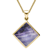 9ct Yellow Gold Blue John Rhombus Necklace. P084.