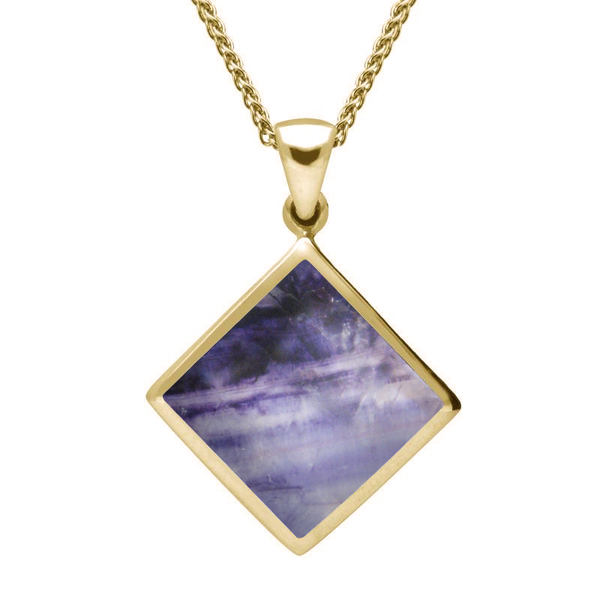 9ct Yellow Gold Blue John Rhombus Necklace. P084.