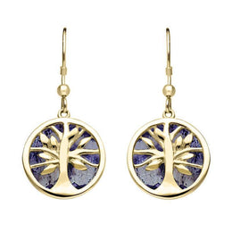 9ct Yellow Gold Blue John Medium Round Tree of Life Two Piece Set S065