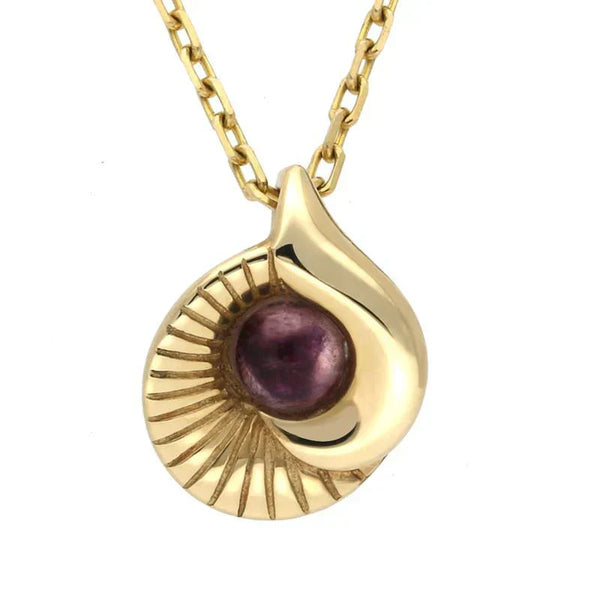 9ct Yellow Gold Blue John Seashell Necklace P2549
