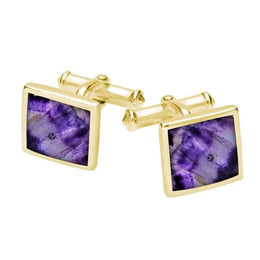 9ct Yellow Gold Blue John Square Flat Cufflinks CL098